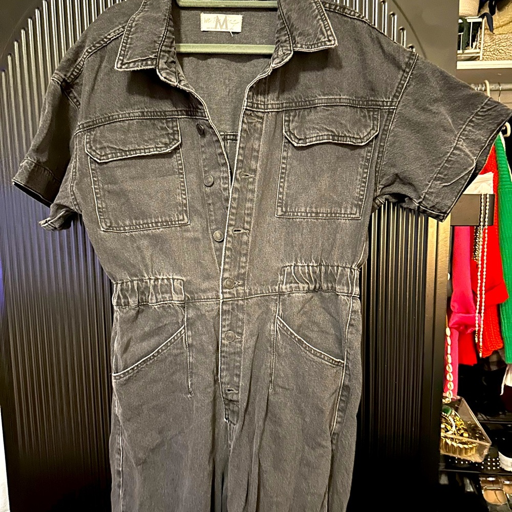 Free People Black Denim Jumpsuit